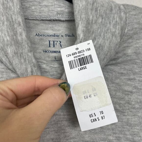 NWT Abercrombie & Fitch Merino Wool Blend Turtleneck Grey Long Sleeve Sweater L - Picture 6 of 8